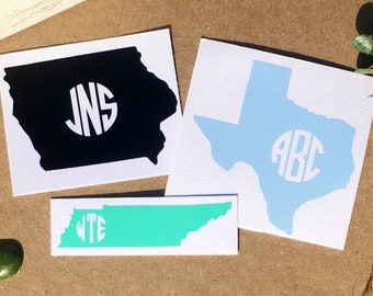 Free Shipping* Any State Monogram State Decal
