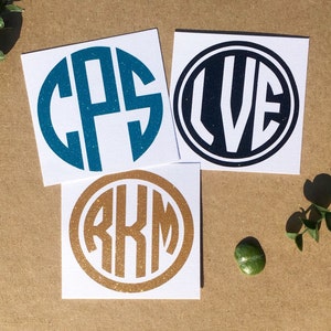 Free Shipping* Glitter Monogram Decal Circle Monogram Sticker Custom Car Decal Laptop Decal Phone Decal Initials
