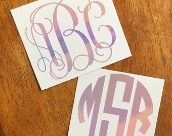 Free Shipping* HOLOGRAPHIC Monogram Decal Vine Monogram Sticker - Custom Car Decal Laptop Decal Phone Decal Initials