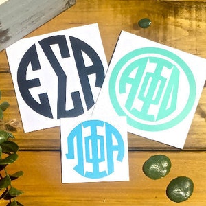 Free Shipping * Greek Circle Decal Sticker- Service Sorority and Fraternity - Car Decal- Laptop Sticker - Bid Day - Big Little