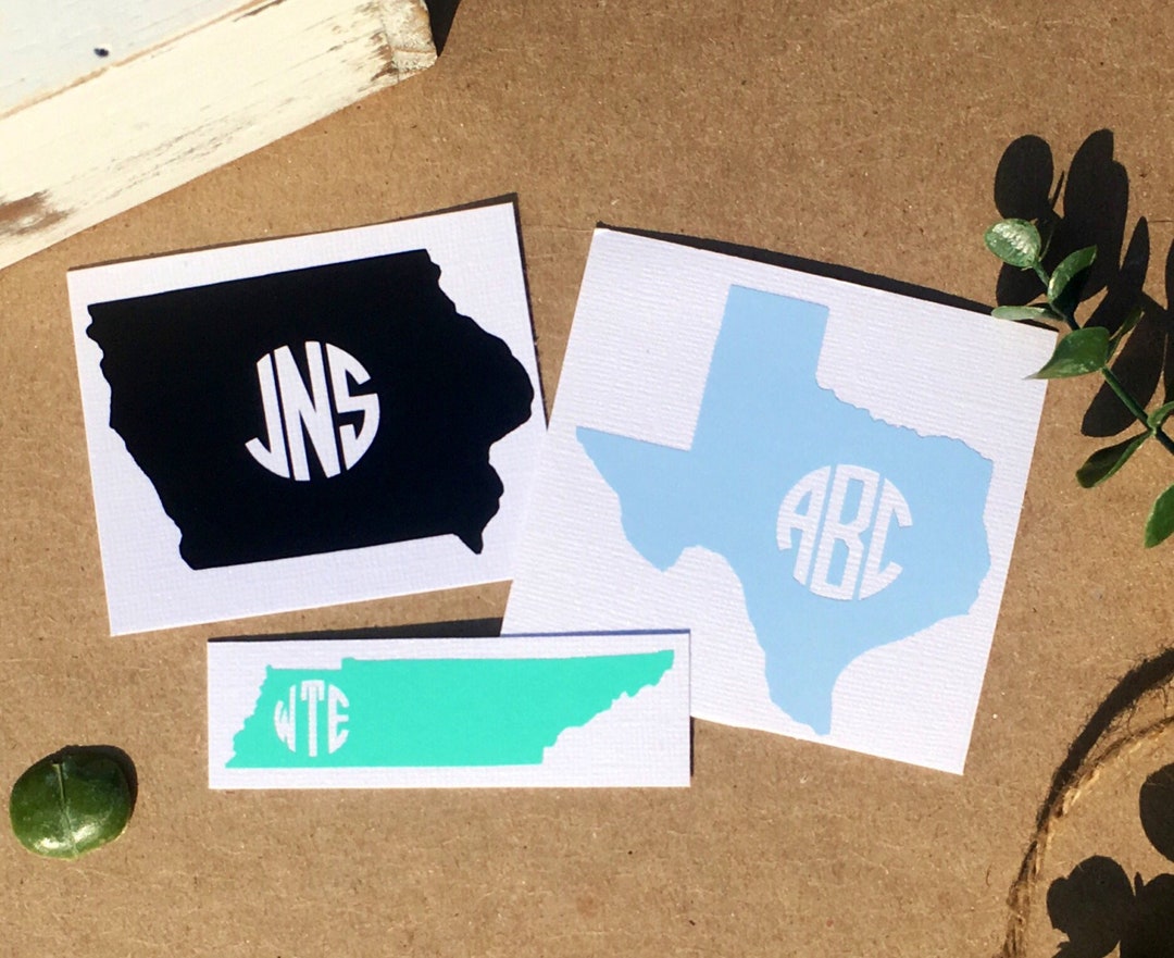 Free Shipping Any State Monogram State Decal - Etsy