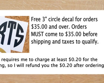Free 3" Circle Monogram for Orders over 35.00