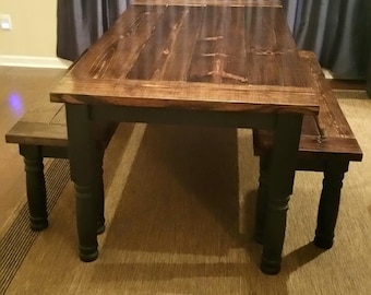 6'x37" solid wiod custom built farmhouse style dining table