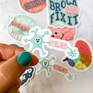 Happy Little Neuron Sticker, 2.5 in, Medical Puns, Vinyl Sticker, Waterproof