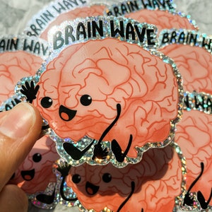 Sparkle!!**Brain Wave Sticker, Limited Edition Medical Puns, Neuro Pun, Individual Vinyl Sticker, Waterproof