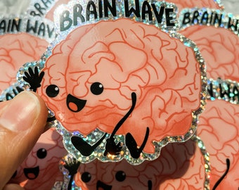 Sparkle!!**Brain Wave Sticker, Limited Edition Medical Puns, Neuro Pun, Individual Vinyl Sticker, Waterproof