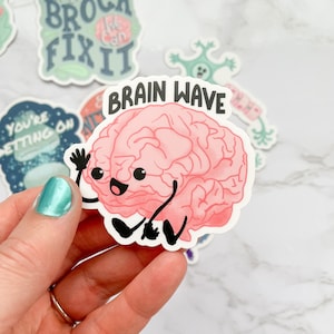 Brain Wave Sticker, Medical Puns, Neuro Pun, Individual Vinyl Sticker, Waterproof