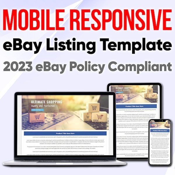 Ebay Listing Template Design Professional Auction Mobile Responsive HTML 2023