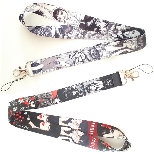 Anime Goth Horror Japanese Lanyard Neck Strap Staff Student Event ID Badge Card Keys Holder with Metal Trigger Clip 45cm