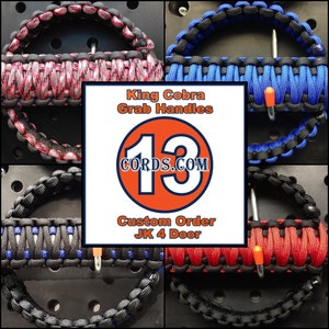 King Cobra Paracord Grab Handle Set fits Jeep Wrangler JKU (4 Door-6 handle set)) Made to order