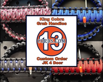 King Cobra Paracord Grab Handle Set fits Jeep Wrangler JKU (4 Door-6 handle set)) Made to order