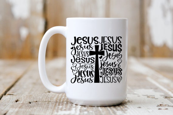 Jesus Cross Subway Art Coffee Mug, Coffee Lover, Religious Mug, 5113