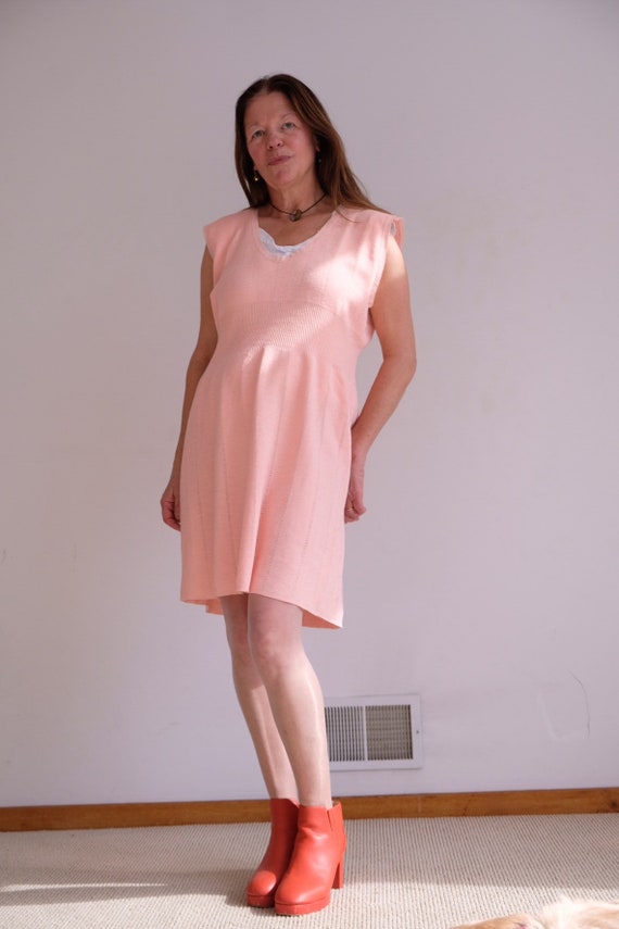 Vintage Peachy Pink Wool Knit Dress