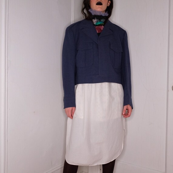1940s 1950s Cropped Navy Wool Jacket