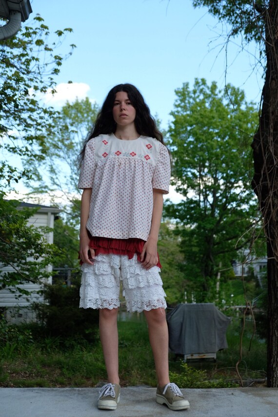 1960s Handmade Faded Heart Boxy Blouse