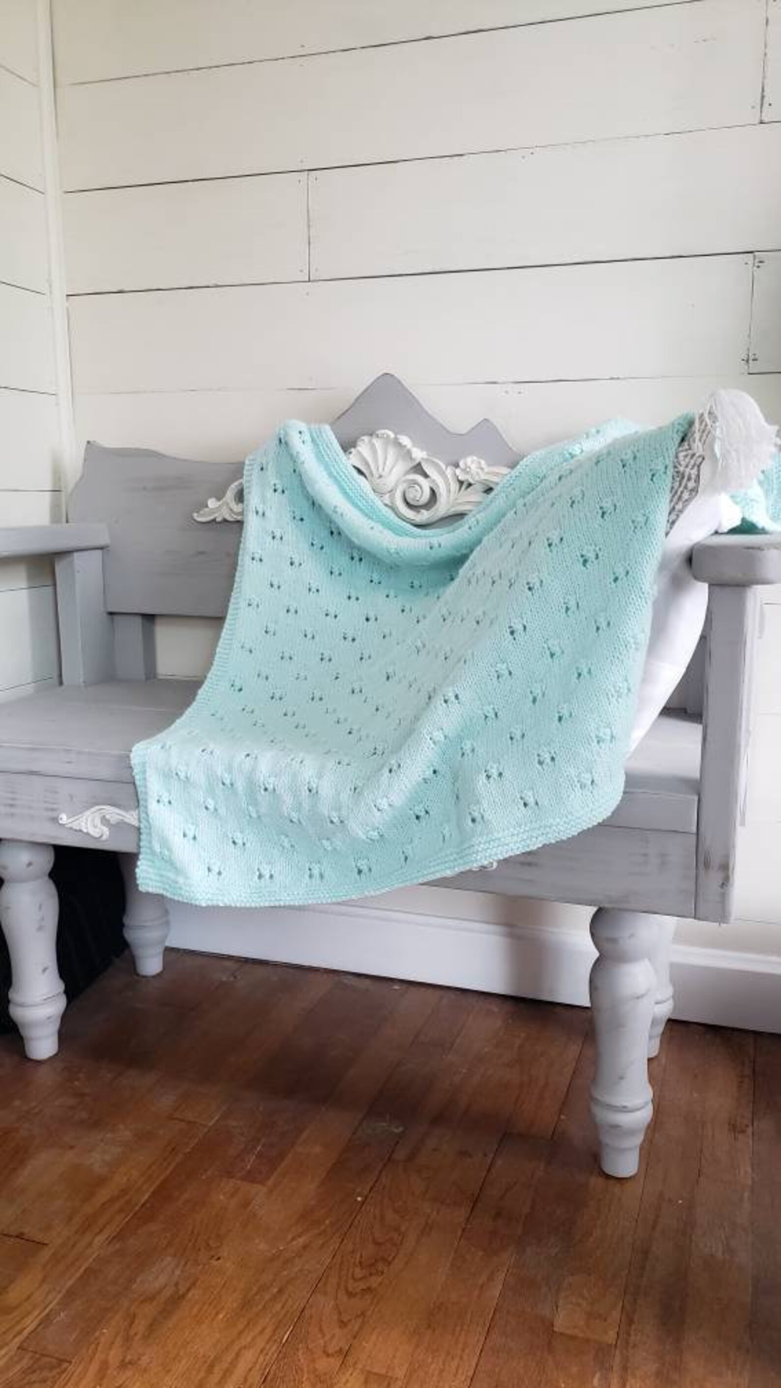 Handknit Baby Blanket Mint Green Baby Blanket Baby Blanket Etsy