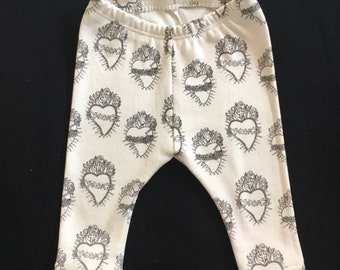 Sacred and Immaculate Heart Baby Leggings (B&W)