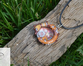 Steampunk Dragon Necklace: Metallic Polymer Clay Pendant