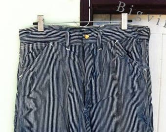Vintage 50's LEE Hickory Stripe Denim Work Jeans Gripper Zipper