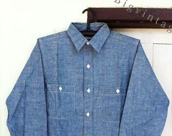 Vintage 50&#39;s BIG YANK SANFORIZED Chambray Selvage Sz.15 Deadstock