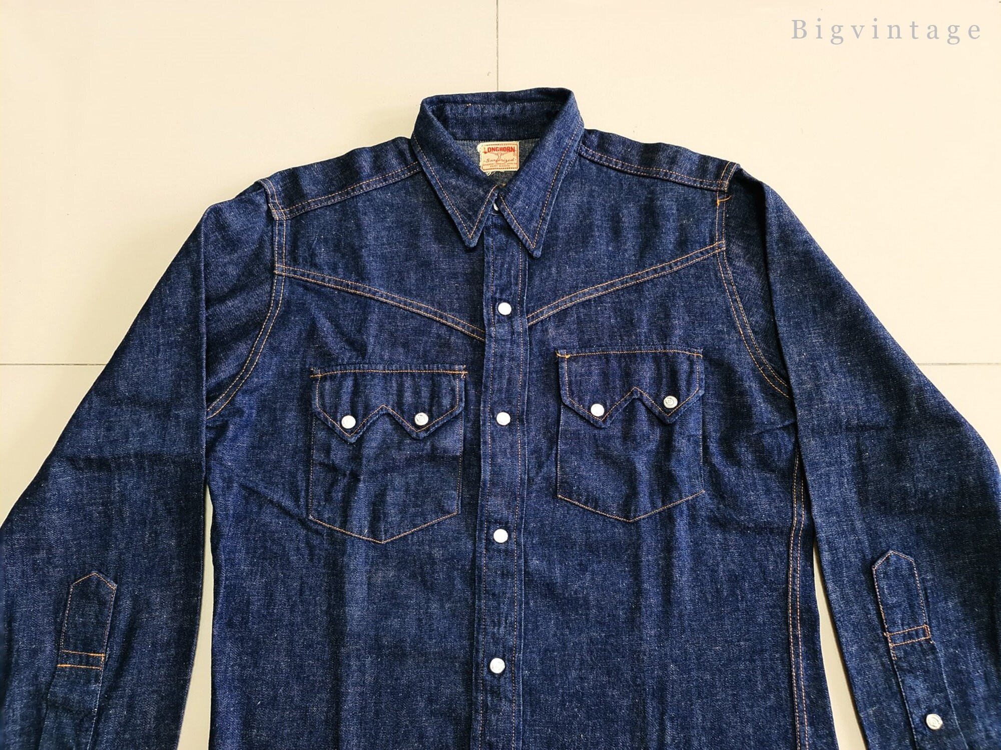 Vintage 50's Longhorn Sanforized Sawtooth Denim Western Vintage 50's Longhorn Sanforized Sawtooth Denim Western