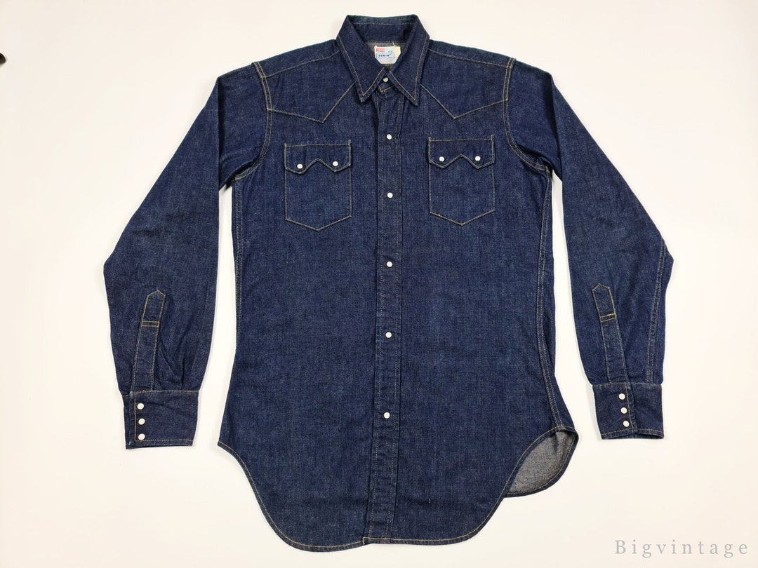 ベビーグッズも大集合 Levi's 50's Vintage Short Dark Sz.m Shirt Western Denim Horn トップス
