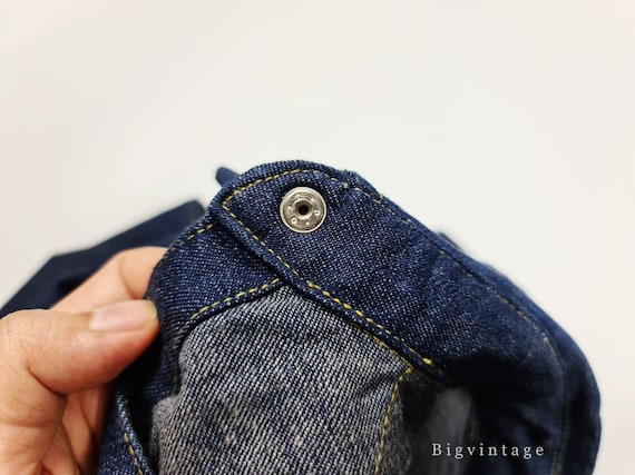 Vintage 50's Levi's Short Horn Denim Western Shirt Sz.m Dark Wash