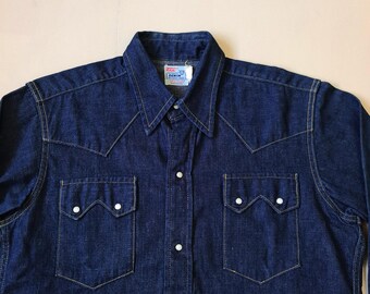 Vintage 50's Levi's Short Horn Denim Western Shirt Sz.m Excellent