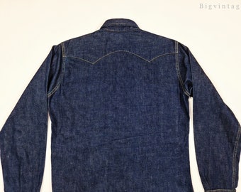 Vintage 50's Levi's Short Horn Denim Western Shirt Sz.m Dark Vintage 50's Levi's Short Horn Denim Western Shirt Sz.m Dark