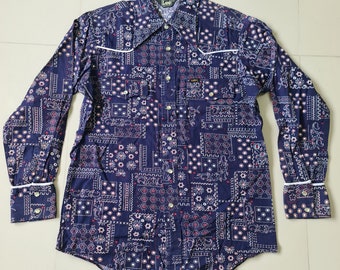 Vintage Lee Western Shirt Snap Down  Bandana Pattern