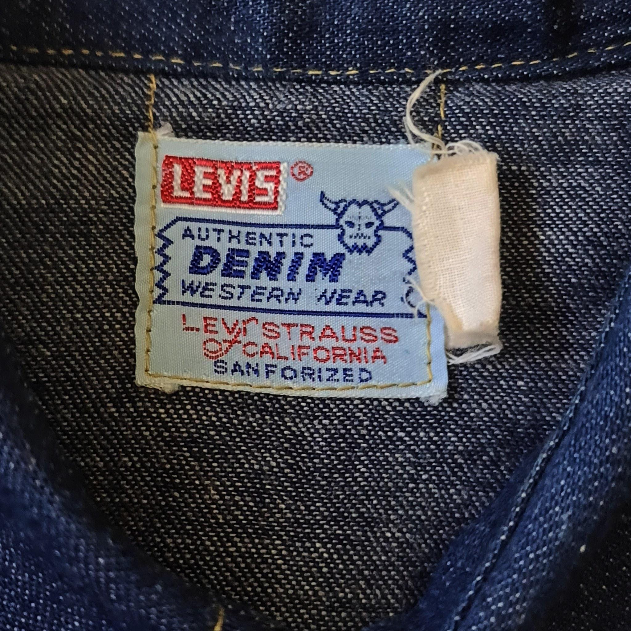 Vintage 50's Levi's Short Horn Denim Western Shirt Sz.m Excellent