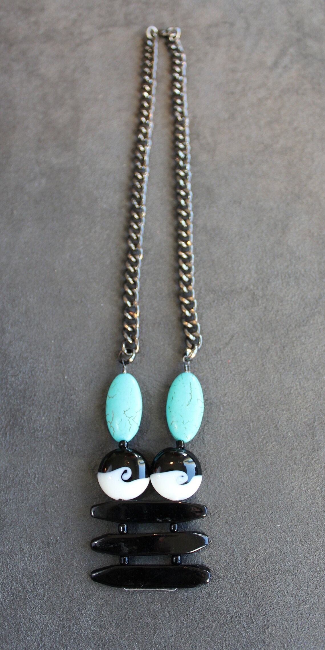 Black and White Modern Necklace Etsy