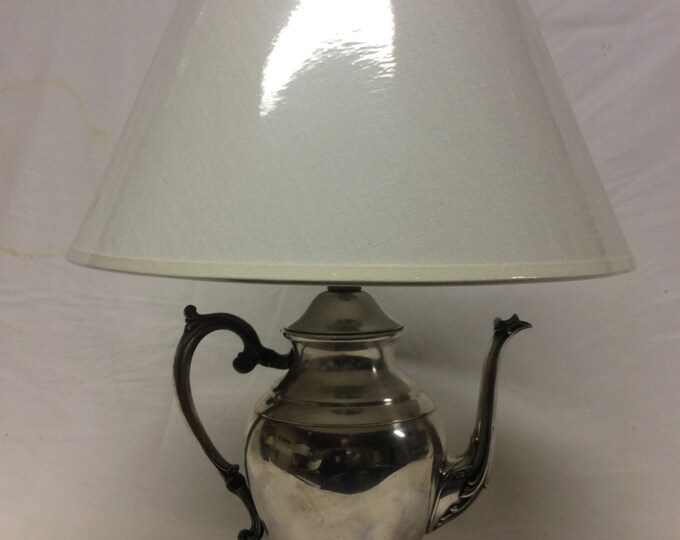 Vintage Silver Teapot Lamp Etsy