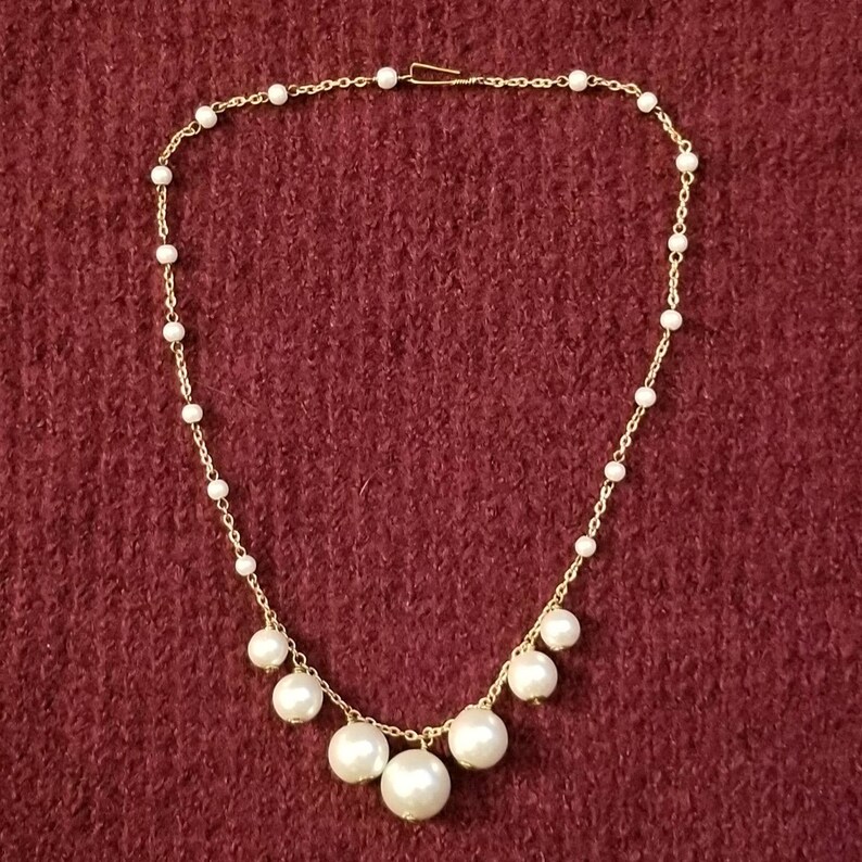 Dangling Pearl Necklace on Gold Chain Etsy