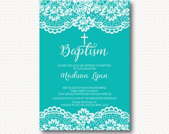 baptism invitation floral wreath