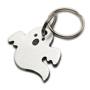 Spooky Ghost Cut-Out Pet ID Tag | Brass or Aluminum Dog, Cat, Pet Tag