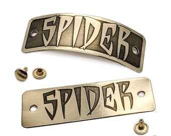 Brass Text Name Plate with Rivets | For Dog, Cat, or Pet Collar