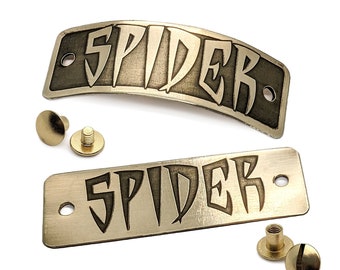 Brass Text Name Plate with Chicago Screws | For Dog, Cat, or Pet Collar