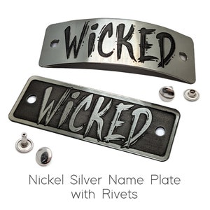 Nickel Silver Text Name Plate with Rivets | For Dog, Cat, or Pet Collar