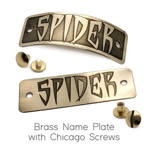 Plaque signalétique en laiton avec vis Chicago | Pour collier de chien, de chat ou d'animal de compagnie