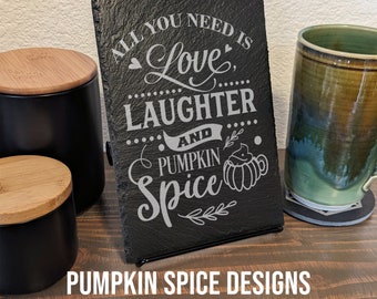 Engraved Slate Sign 9x6 | Pumpkin Spice Designs | Kitchen, Coffee, Home Decor