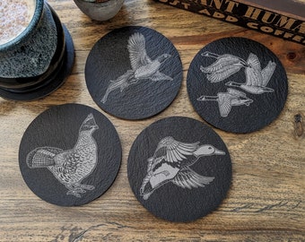 Game Bird Hunting | Engraved Slate Coasters | Single or Set of 4