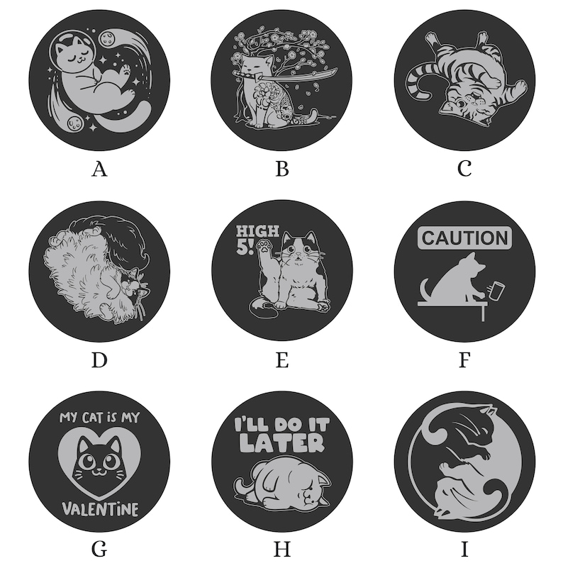 Engraved Slate Coaster Many Cat Designs Single or Set of 4 image 2