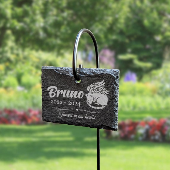 Custom Tall Hangng Dog Memoral Plaque Slate Sgn And Stanless Steel