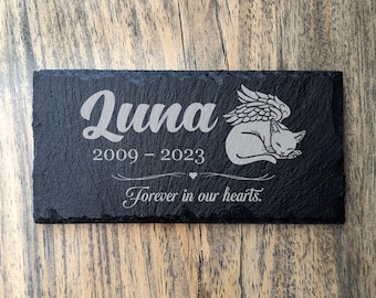 Custom Slate Cat Memorial Plaque | Slate Sign Headstone Grave Marker
