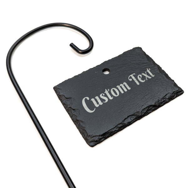 Custom Tall Hanging Plant Label | Slate Sign and Stainless Steel Stake Marker