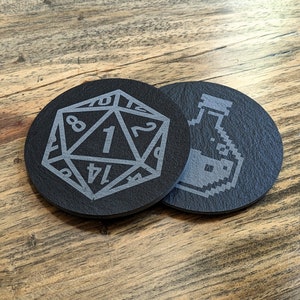 Engraved Slate Coaster | RPG Gaming MMO | Single or Set of 4