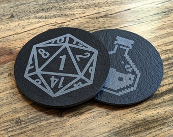 Engraved Slate Coaster | RPG Gaming MMO | Single or Set of 4