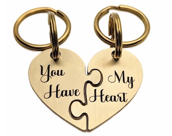 Two-Piece Puzzle Heart Pet ID Tag | Brass Dog, Cat, Pet Tag