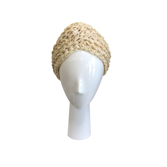 70’s Beige Raffia Turban